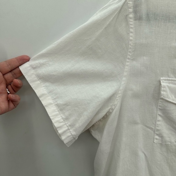 MICHEAL KORS classic fit men’s linen blend white short sleeve top. LARGE - Picture 4 of 9